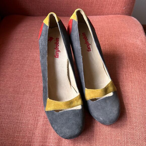 Farylrobin Suede Colorblock Heels Size 8 - Picture 2 of 5